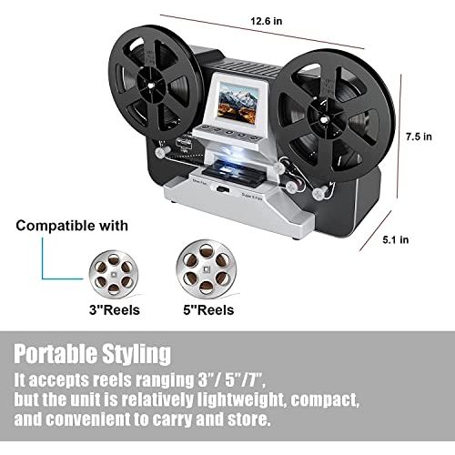 8mm and Super 8 Film Reel Converter Scanner Convert 3” 5” Film reels Includes 32GB SD Card