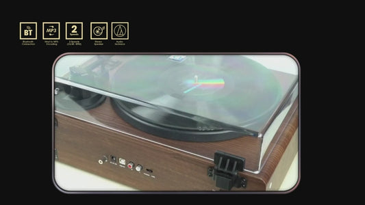 Vinyl Record Player with Belt Drive,Turntable with Built-in Hi-Fi Speakers,Record Player with Magnetic Cartridge,Supports Bluetooth Playback