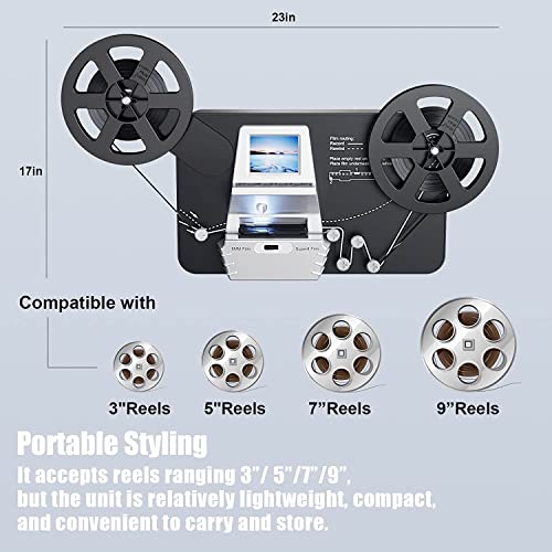 8mm & Super 8 Reels 1080P Converter 3", 5", 7", 9" Film Reels Includes 32GB SD Card