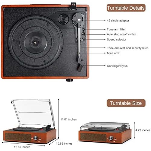 Bluetooth Turntable Vinyl Record Player with Speakers