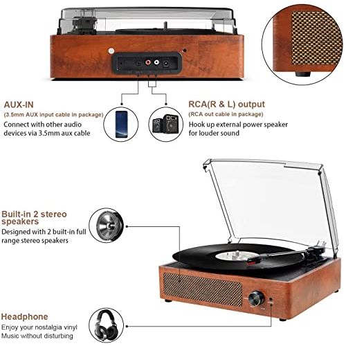 Bluetooth Turntable Vinyl Record Player with Speakers