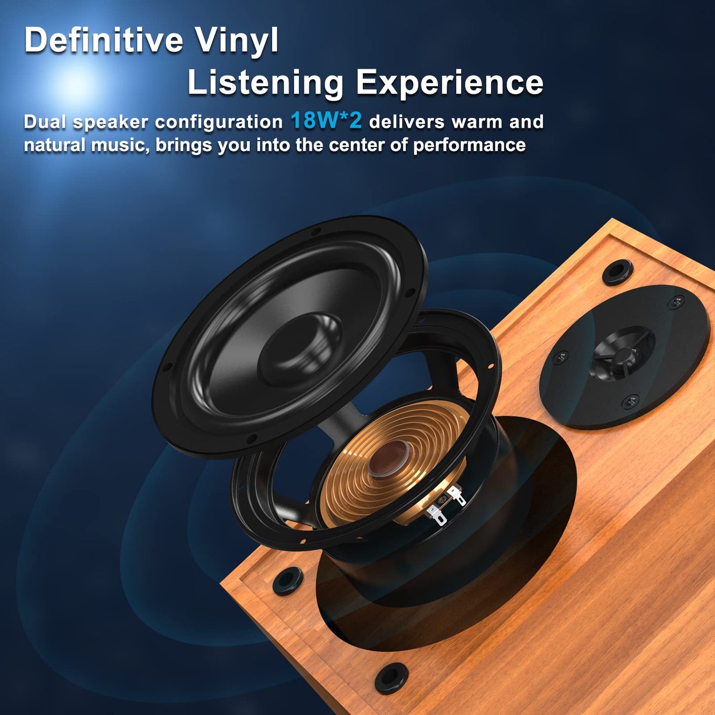 Bluetooth Record Player for Vinyl with Speakers