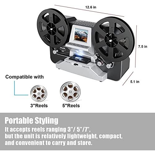 8mm and Super 8 Film Reel Converter Scanner Convert 3” 5” Film