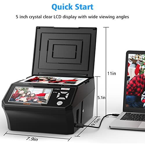 Photo,NameCard,Slide & Negative Scanner with Large 5" LCD Screen 8GB SD Card Included