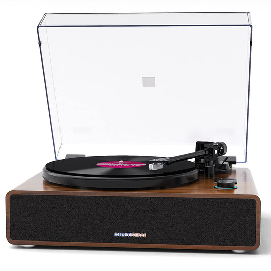 Vinyl Record Player with Belt Drive,Turntable with Built-in Hi-Fi Speakers,Record Player with Magnetic Cartridge,Supports Bluetooth Playback